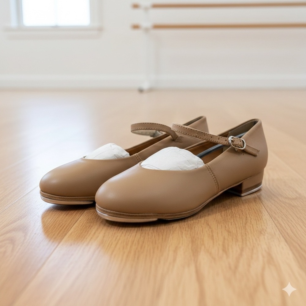 Mariia Tan Leather Mary Jane Tap Shoes Womens big kid‎ Size 2 Dance Performance